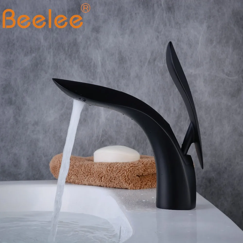 

Beelee Bathroom Basin Mixer Faucet Moderne Vessel Sink Taps Single Handle Lavatory Tap Matte Black BL8801B