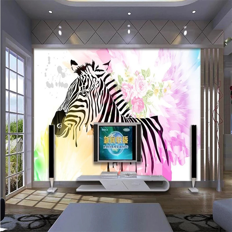 beibehang Custom Mural Wallpaper Any Color Splashes Ink Rose Zebra Living Room Bedroom Background Wall papel de parede | Обустройство