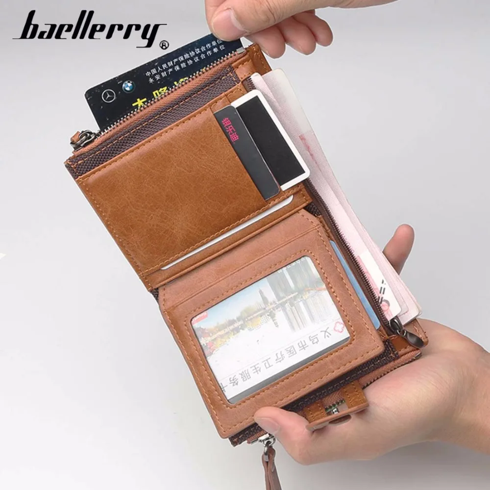 Мужские кошельки baellerry с двойной молнией из искусственной кожи отделением для