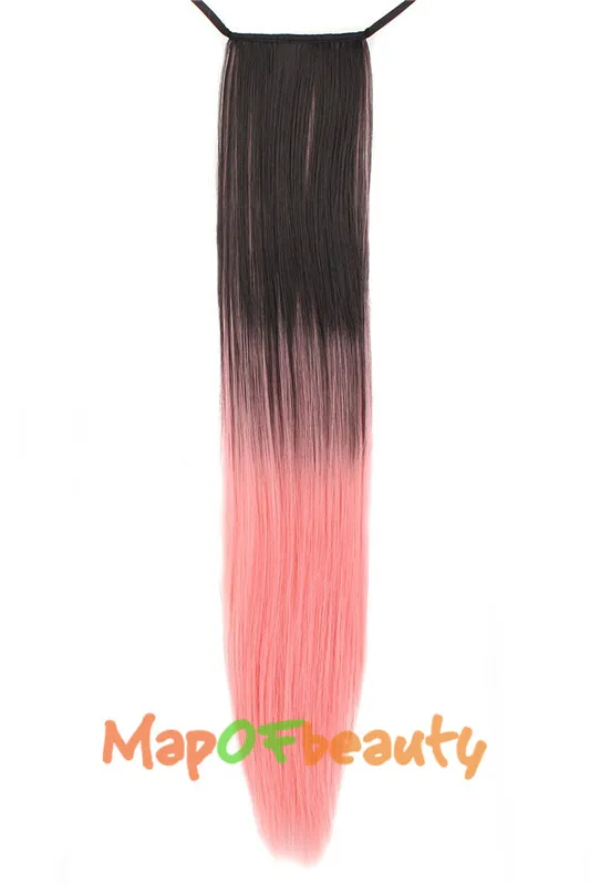 MapofBeauty, многоцветные, 20 дюймов, длинные, прямые, на заколках, конский хвост, шиньоны для женщин, вечерние, Ombre, конский хвост, синтетические волосы для наращивания