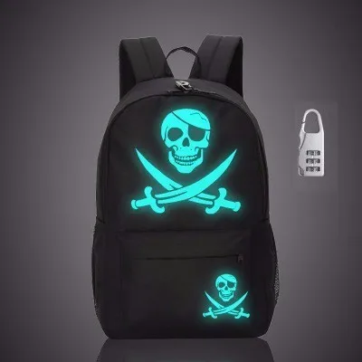 NO USB Pirate A Школьный рюкзак для мальчиков и девочек, студенческий светящийся анимационный рюкзак с USB зарядкой, дорожные сумки для подростков, противоугонные рюкзаки - Цвет: NO USB Pirate A