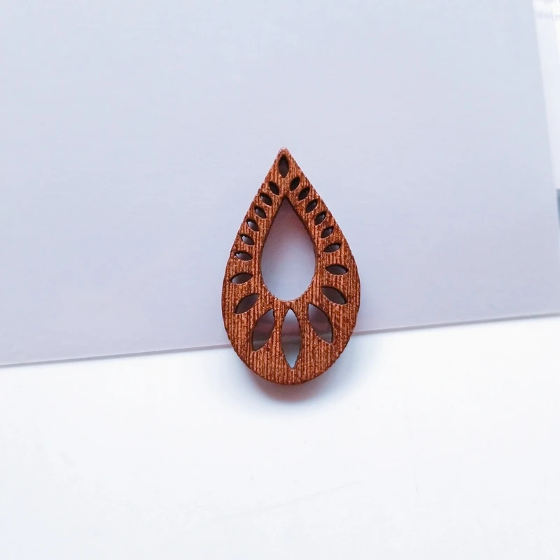 Diy ювелирные аксессуары из натурального дерева Геометрическая текстура ретро коричневый каплевидный круглый треугольник ручной работы серьги подвески - Цвет: 1