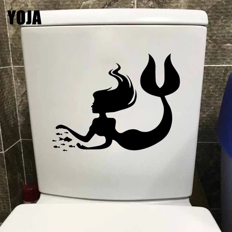 

YOJA 23.6X20.2CM Wall Sticker Toilet Decals Mural Room Design Art Mermaid Sea Fish Ocean T5-0290