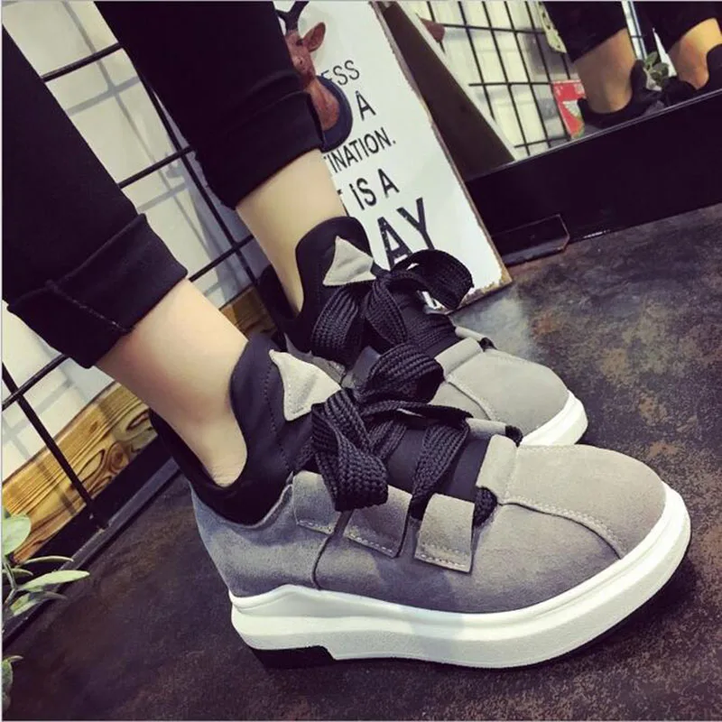 2017 Новинка осени дышащие спортивные туфли женские на толстой подошве галстук