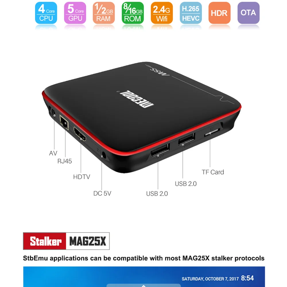 Mecool M8S Pro W Android ТВ приставка Amlogic S905W четырехъядерный ТВ приставка 2 Гб 16G Android 7,1 умный медиаплеер 4K 2,4G Wifi ТВ приёмник