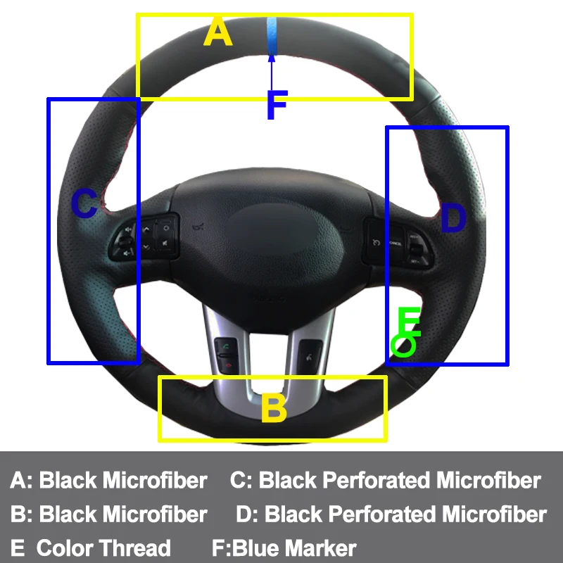 HuiER Hand Sewing Car Steering Wheel Cover For Kia Ceed Ceeɽ 2010 - 2012 Sportage 3 2011 2014 Braid on the Steering-Wheel | Автомобили