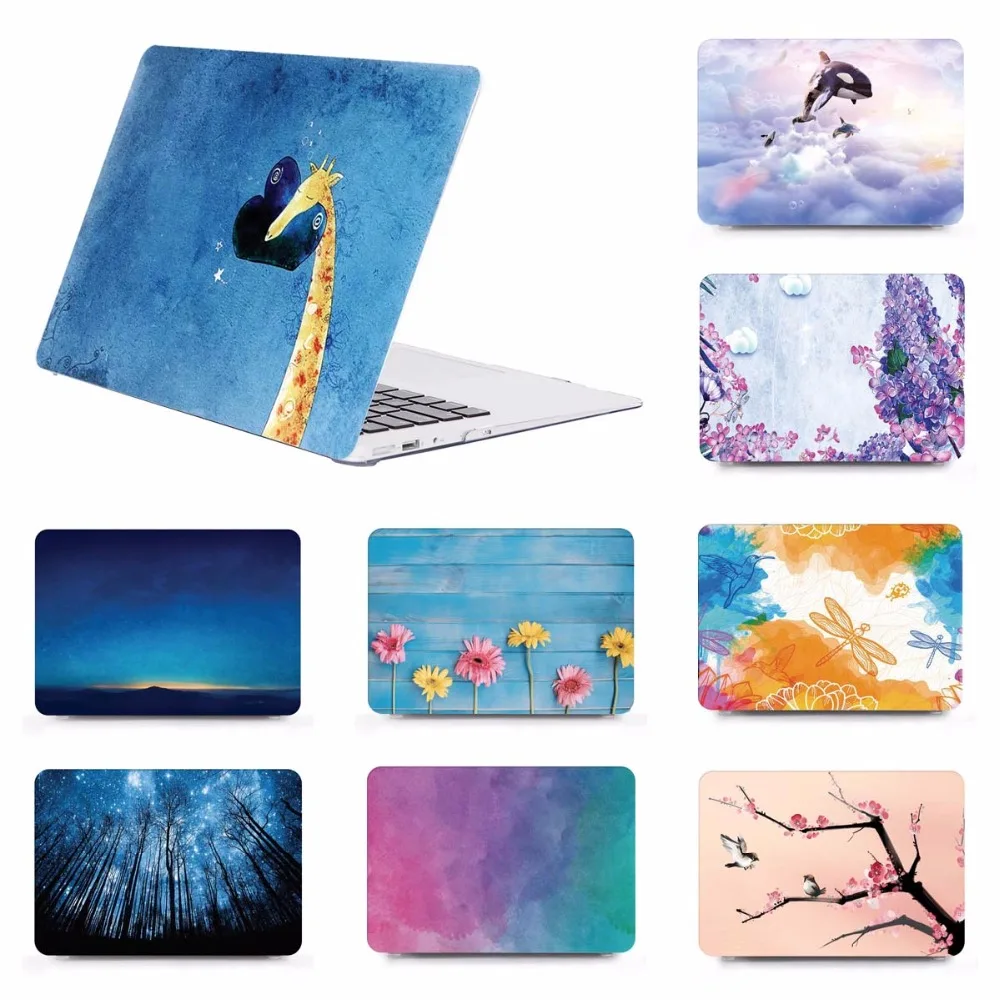 Жесткий чехол с мраморным рисунком + силиконовый клавиатура для Apple Macbook Pro 13 без