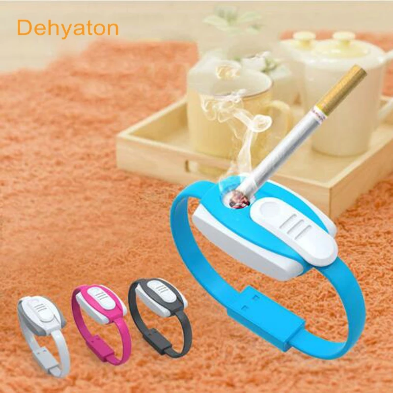 

4 in 1 Mobile Emergency Power+Cigarette Lighter+phone Charging Cable+Bracelet lighter usb Windproof cable for iPhone 7 android