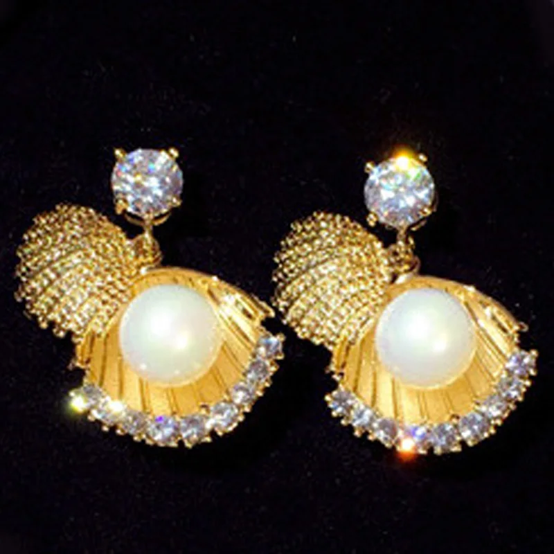 Новый S925 серебро Серьги-гвоздики жемчуг Циркон Украшенные Шарм Для женщин