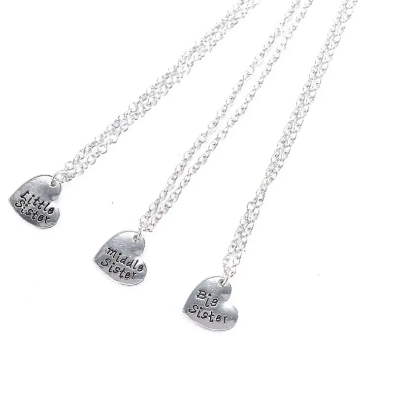 3PC/Set Big Middle Little Sister Heart Charm Chain Pendant Necklace Best Friend Women Necklaces Friendship Jewelry BFF Gifts | Украшения и