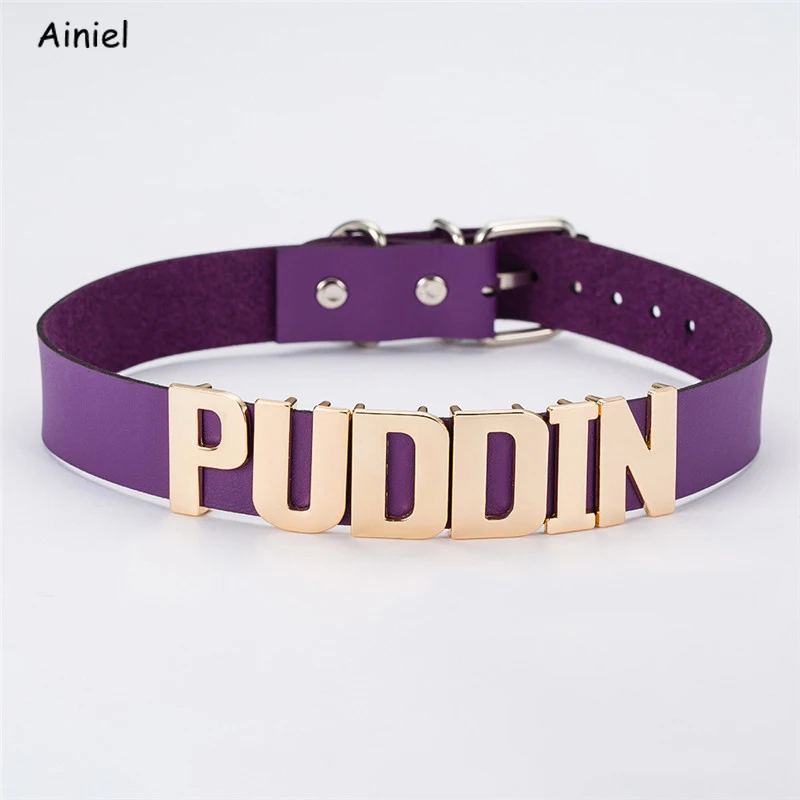 Movie Suicide Squad Harley Quinn Necklace Cosplay Black burgundy purple white Necklet for women men Button/Buckle Accessory