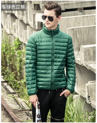 Grass green Осень Зима размера плюс 90% белый утиный пух пальто для мужчин с капюшоном ультра светильник пуховик Мужская ветрозащитная теплая парка S-6XL Мужская s ткань - Цвет: Grass green