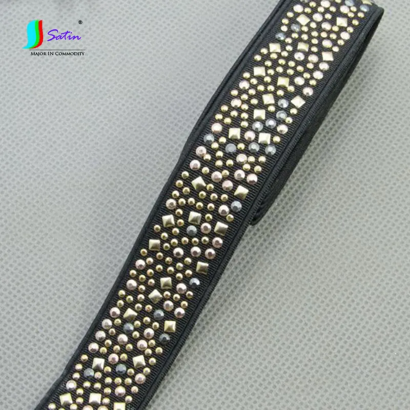 Металлическая эластичная лента S0493L в стиле Звезд черная красная коричневая