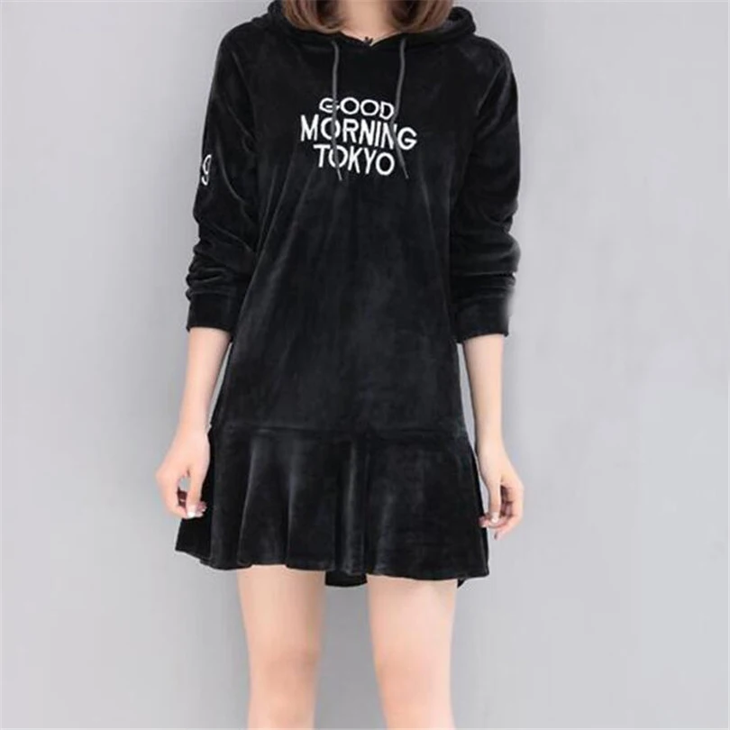 Платье с капюшоном женское вельветовое большого размера 4XL A746|velour dress|dress womendresses