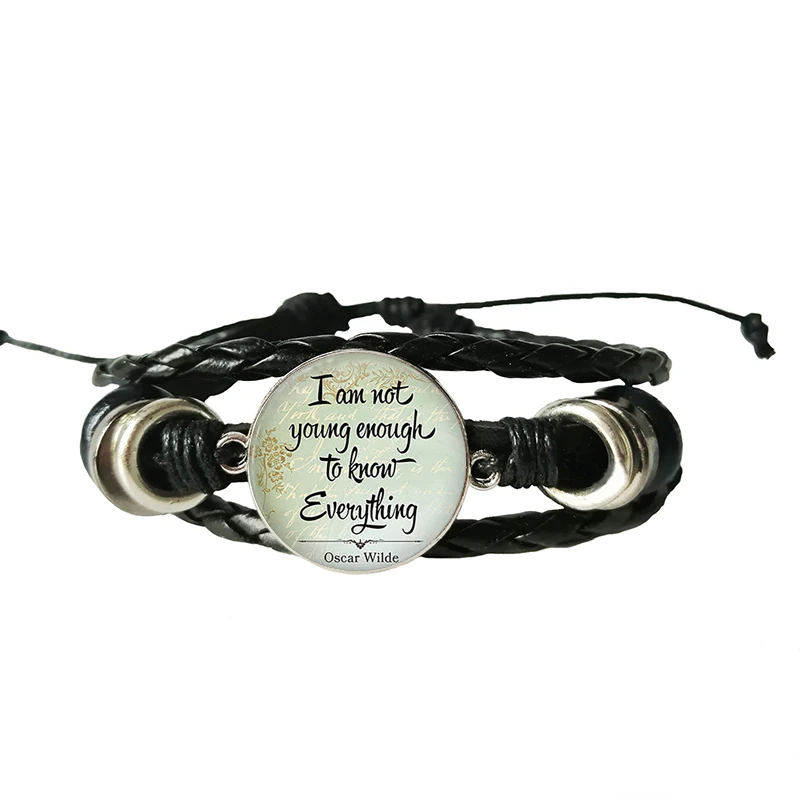 Стеклянный кожаный браслет Чеширская цитата Алисы в Стране чудес, ручной работы, выпуклое ювелирное изделие Мы все сумасшедшие здесь.