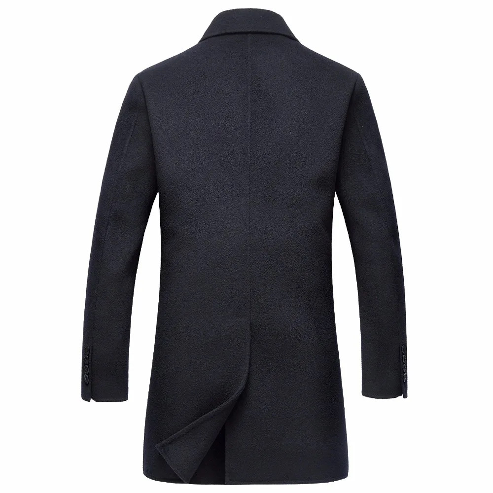 Мужское повседневное шерстяное пальто Shanghai Story теплое однобортное длинное 2