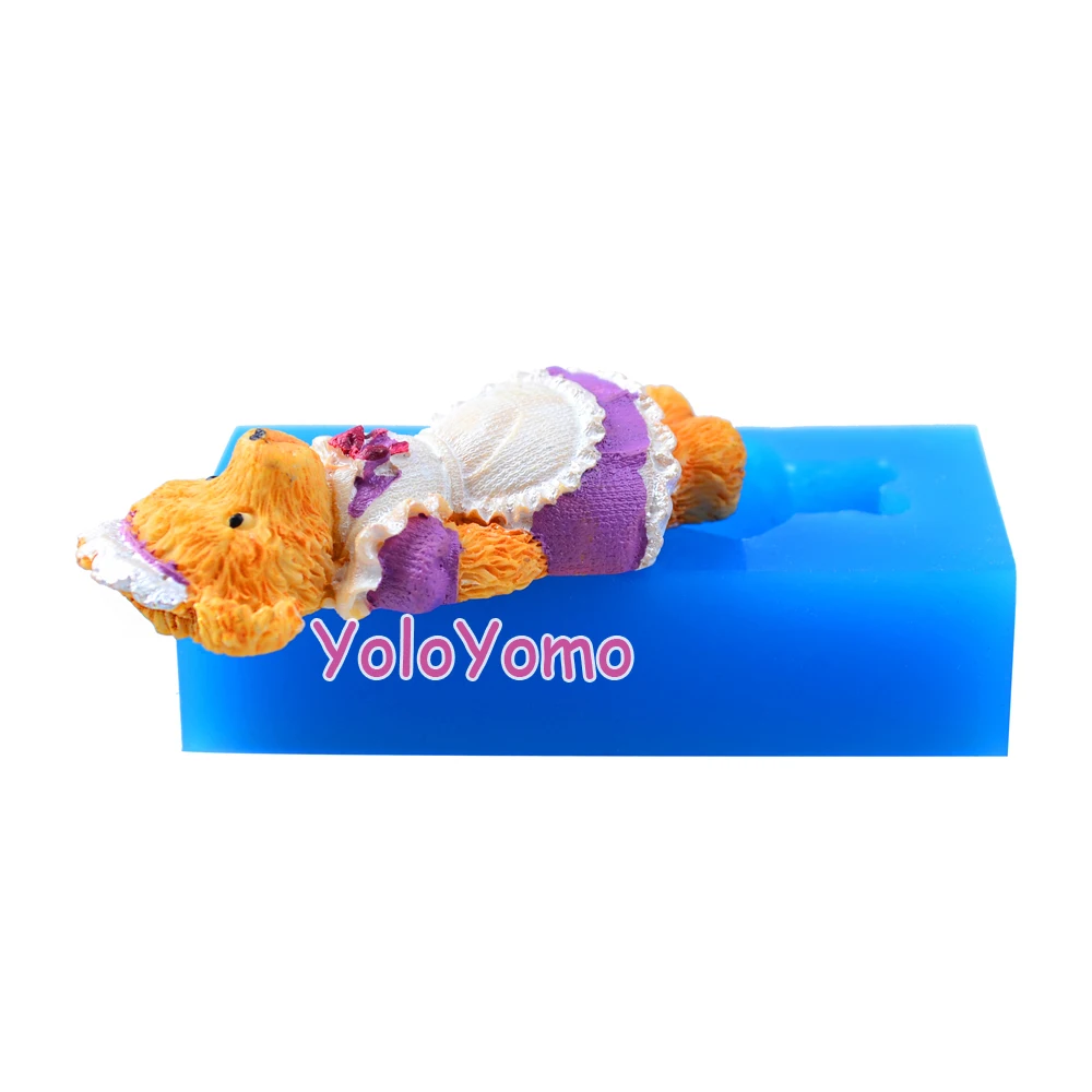 D534YL 59.5mm 3D Bear Silicone Mold - Animal Fondant Cake Decoration Resin Polymer Clay DIY Handmade Candle Gum Paste | Дом и сад
