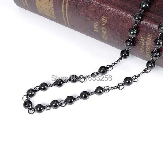28 ''+ 5'' Новая мода IP Черный позолоченный браслет в виде четок цепочка из