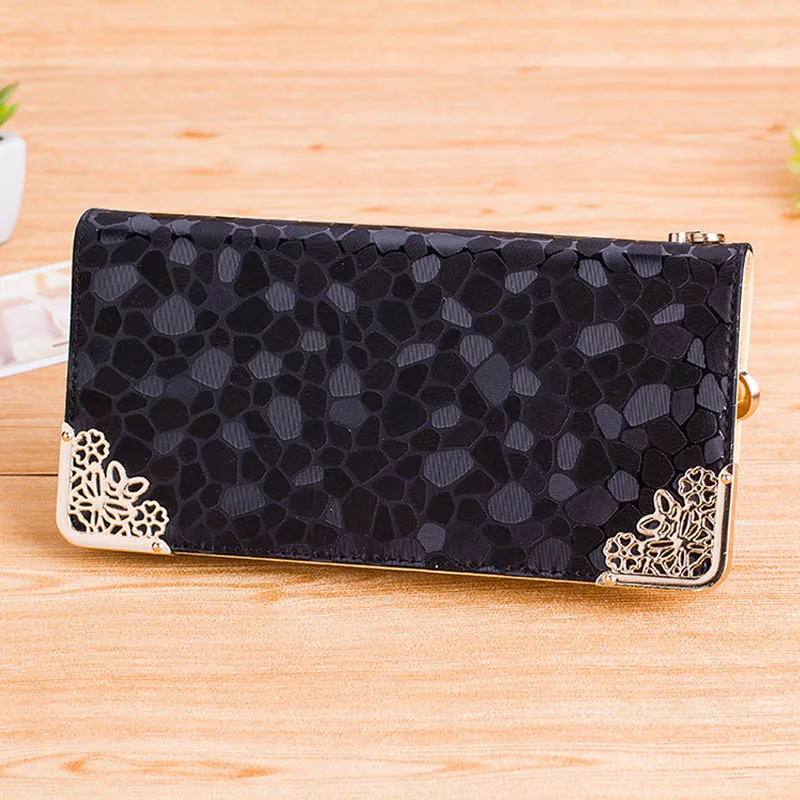 Женский Длинный кошелек с камнями модный бумажник из искусственной кожи