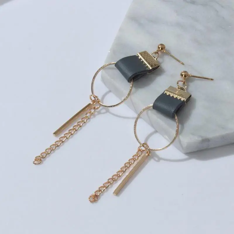 Серьги женские из кожи с круглыми кисточками геометрические серьги сережки|colorful
