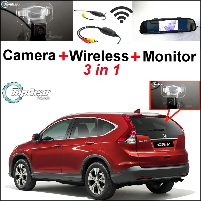

3 in1 Special Rear View Camera + Wireless Receiver + Mirror Monitor Backup Parking System For Honda For CR-V For CRV 2011~2015