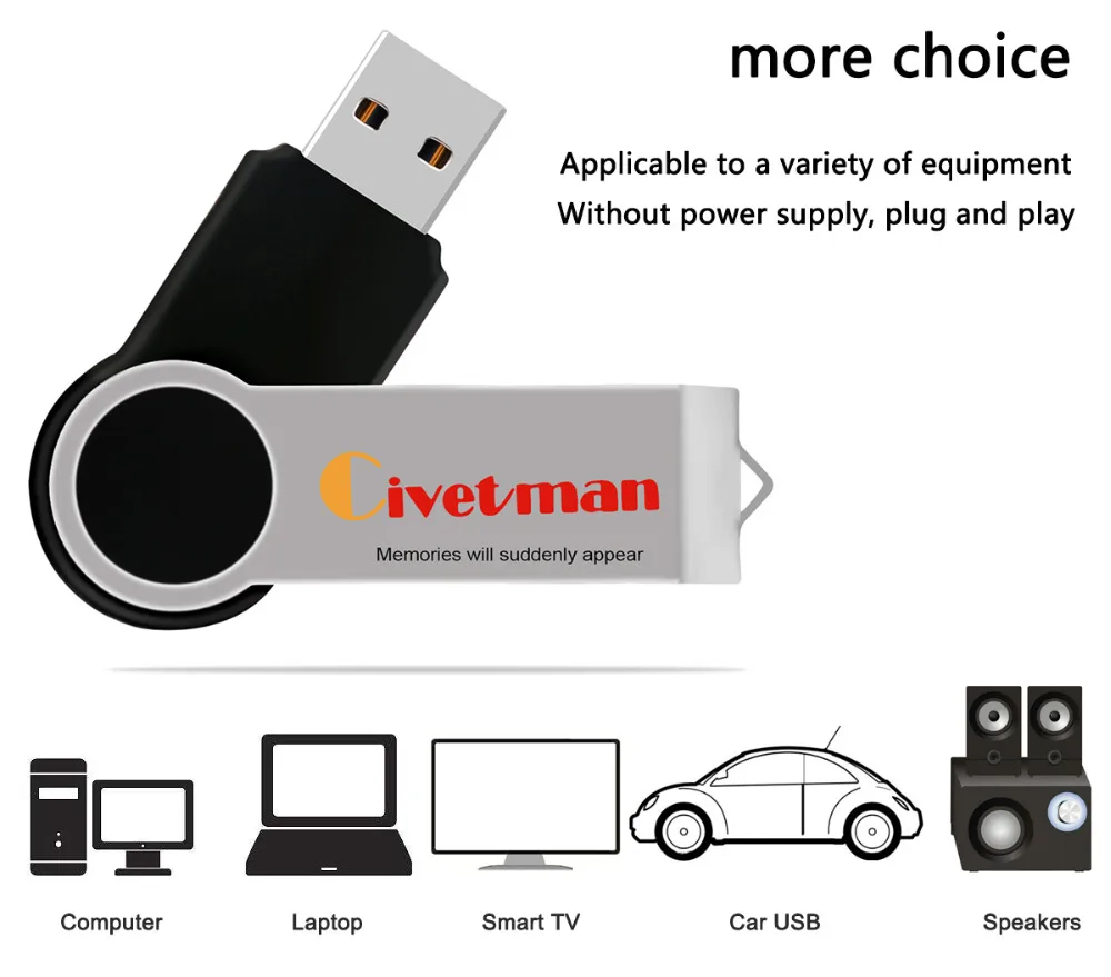 Civetman Metal USB Flash Drive 64GB Pen 32GB Stick 16GB Pendrive 8GB USB2.0 Memory 4GB CLE Disk on Key | Компьютеры и офис