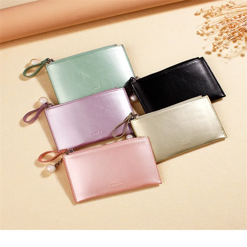 Женский маленький кошелек длинный однотонный Кошелек из искусственной кожи для