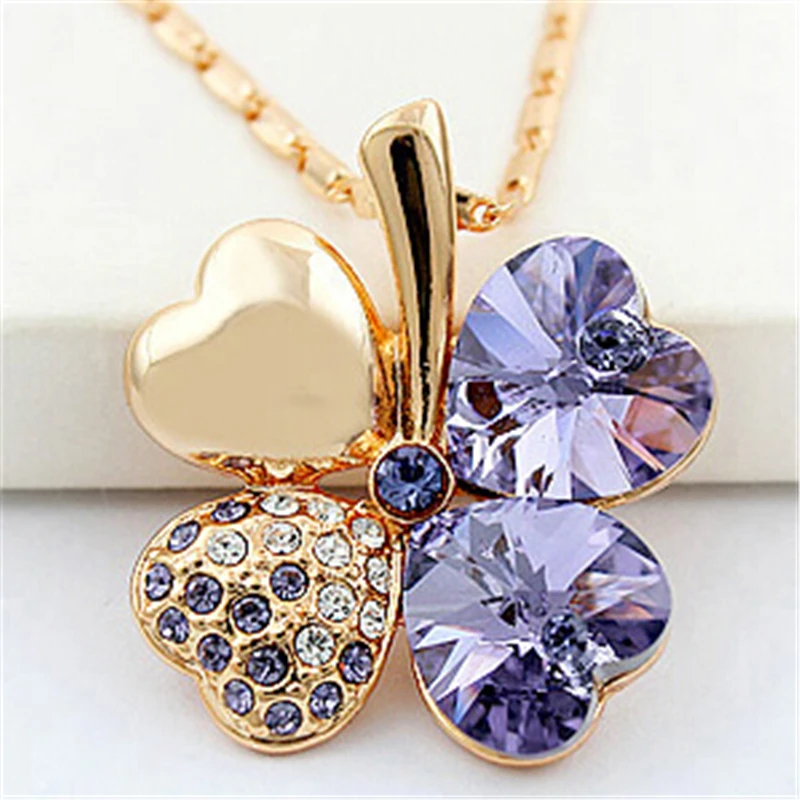 Четыре Листа Клевера Ожерелья Подвески Кристалл с Элементами swarovski 18 К