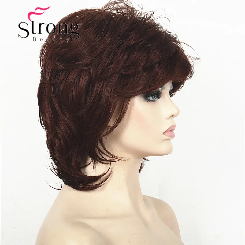 StrongBeauty короткий пушистый слоистый светильник коричневый высокий светильник ed Классический колпачок полный синтетический парик женские волосы парики