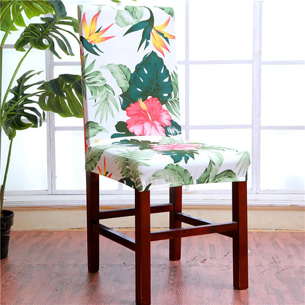 Чехол для стула с тропическим листом цветочным принтом офисное растягивающееся