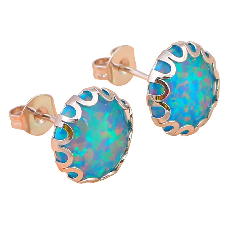 Современный дизайн круглые серьги стиль темно-зеленый огненный опал Серебро