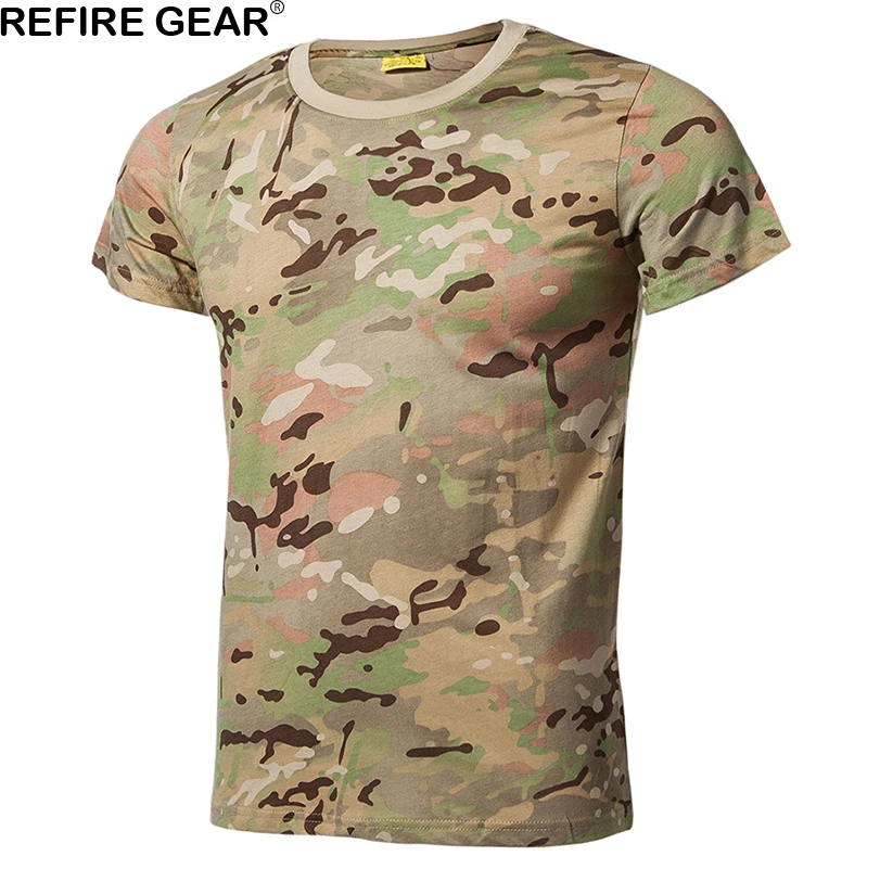 Футболка Refire Gear Мужская быстросохнущая хлопок камуфляж пейнтбол дышащая Военная