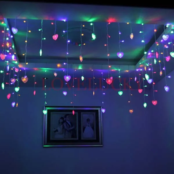 

Multicolor LED String Strip Festival Holiday Light Christmas Wedding Decoracao Curtain Lamps 3.5m 100 SMD 16 Hearts EU/US/UK/AU