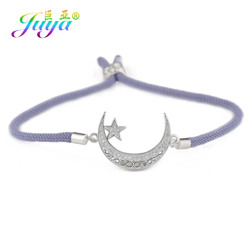 White Gold Gray Juya ручной работы мусульманский для молитв Бог браслеты для женщин и мужчин ручной работы религиозный исламский полумесяц Шарм с Луной и звездой браслеты поставки - Окраска металла: White Gold Gray