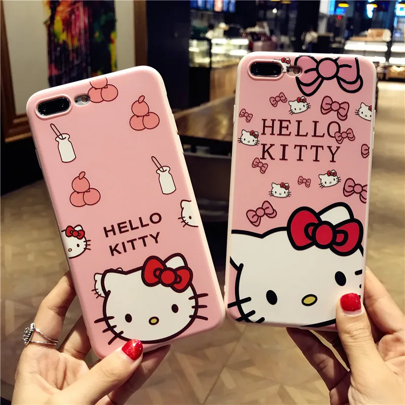 Цвет Экран пленка+ чехол для iPhone 7 8 plus/7 Plus с рисунком KT cat закаленное Стекло для iPhone 6 S plus Мягкий чехол мультяшный протектор экрана