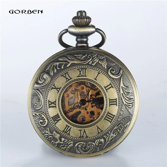 P403 Новые светящиеся Механические карманные часы, винтажный, с отверстиями, в стиле стимпанк, аналоговые скелетоны, механические карманные часы с ручным заводом для мужчин - Цвет: P403