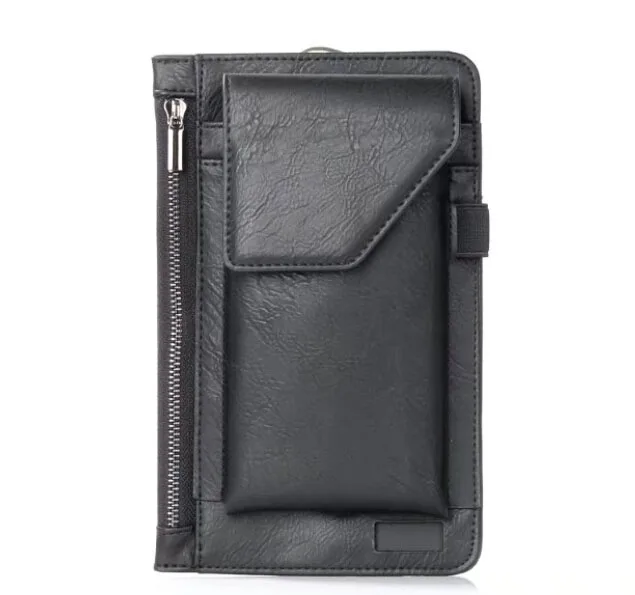 Hook Loop Man Belt Clip Zipper Card Pouch Dual Mobile Phone Leather Case For Motorola Moto Z3 Play Sony Xperia XA2 Plus | Мобильные