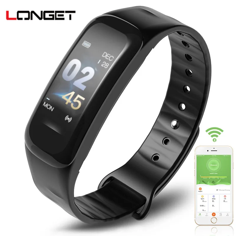 Longet C1 плюс смарт браслет Цвет ЖК дисплей спортивные Фитнес измеритель