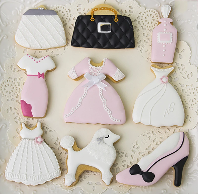 9 шт. patisserie reposteria модное платье сумка Пудель каблуки металлический резак для печенья, мастики украшения торта печенья формы кондитерские инструменты