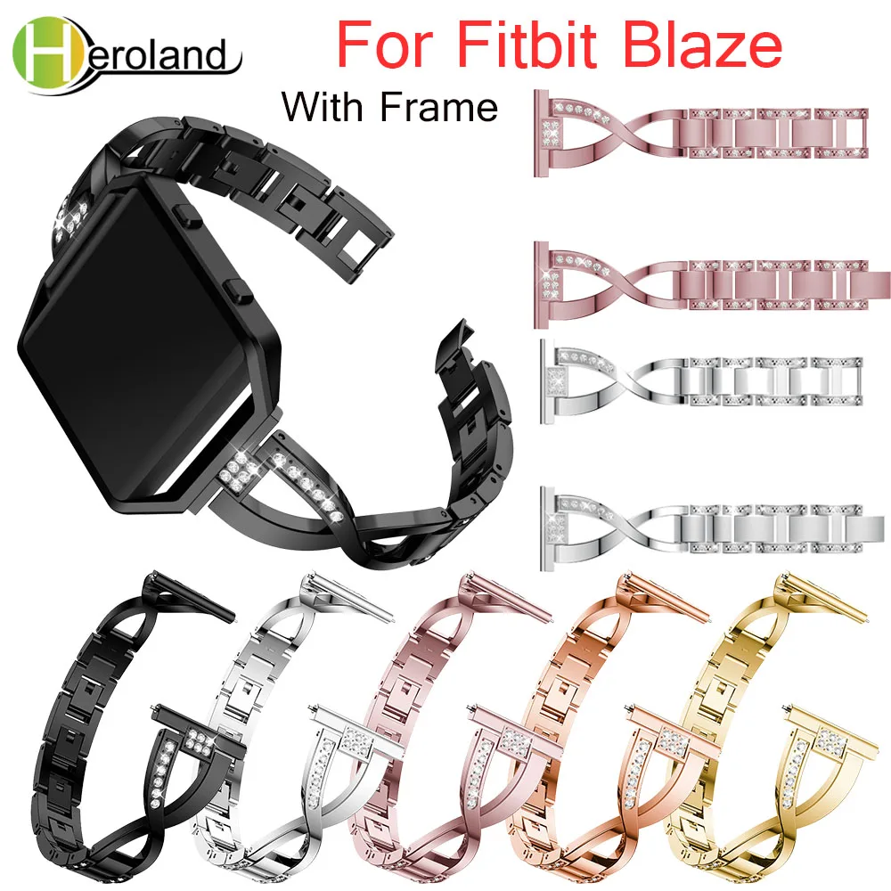 

Stainless Steel Watch Band For Fitbit Blaze smart replacement watchband Wrist Strap For Fitbit Blaze bracelet With Rhinestone