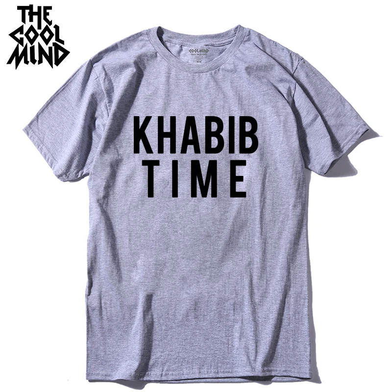KH0110A-GREY COOLMIND, хлопок, короткий рукав, khabib time, Мужская футболка, повседневная, летняя, мужская, Khabib Nurmagomedov, футболка, футболки - Цвет: KH0110A-GREY