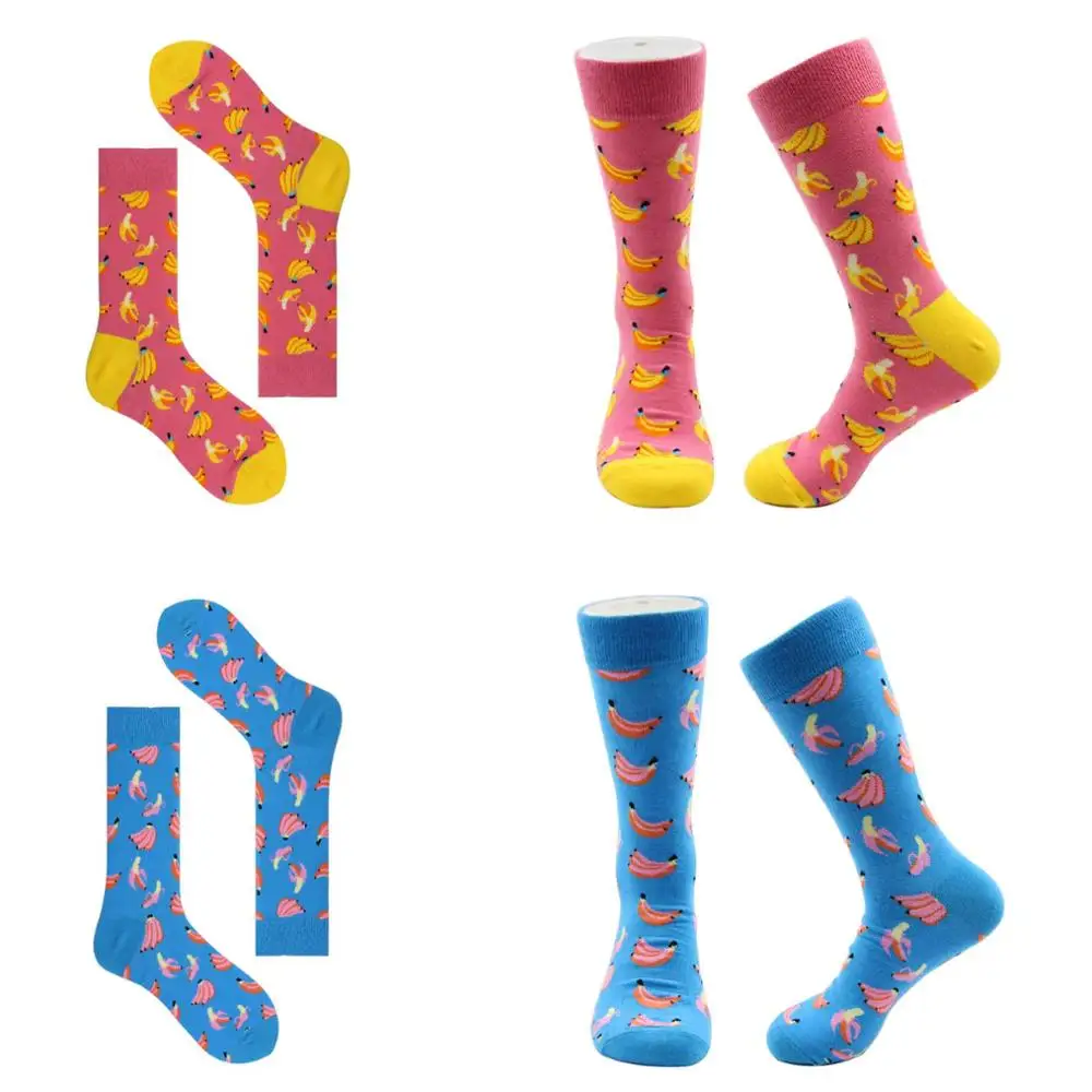 WH SOKKEN Happy new colorful Couple's combed cotton stocks в стиле хип хоп с рисунком ананаса фиолетового