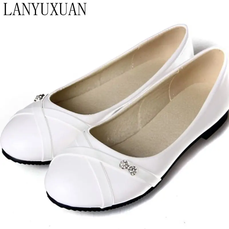 Женские балетки на плоской подошве с круглым носком большие размеры 34 47|spring