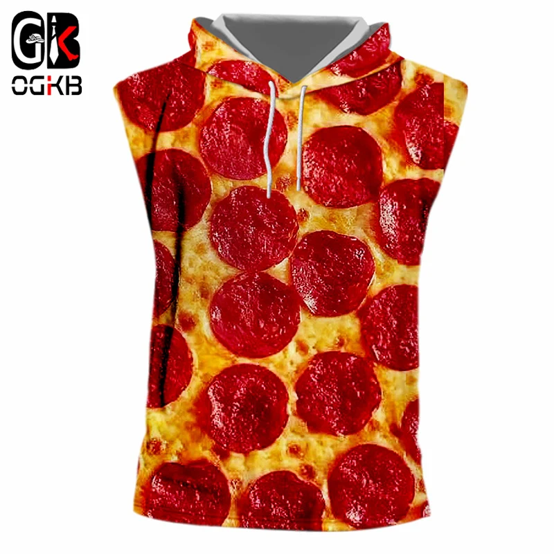 

OGKB, модная уличная одежда без рукавов с круглым вырезом, 3D принтом Красной пиццы, 7XL, Мужская майка, весенняя шапка
