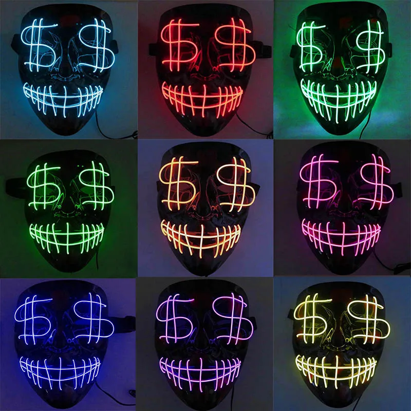 Маска EL Mask на Хэллоуин светящиеся маски Судная ночь | Дом и сад