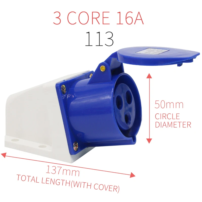 Surface socket 113 16A Промышленный разъем поверхностного монтажа гнездо скрытой установки гнездо 3 ядра водонепроницаемый LX-013 113 213 313 - Тип: Surface socket 113