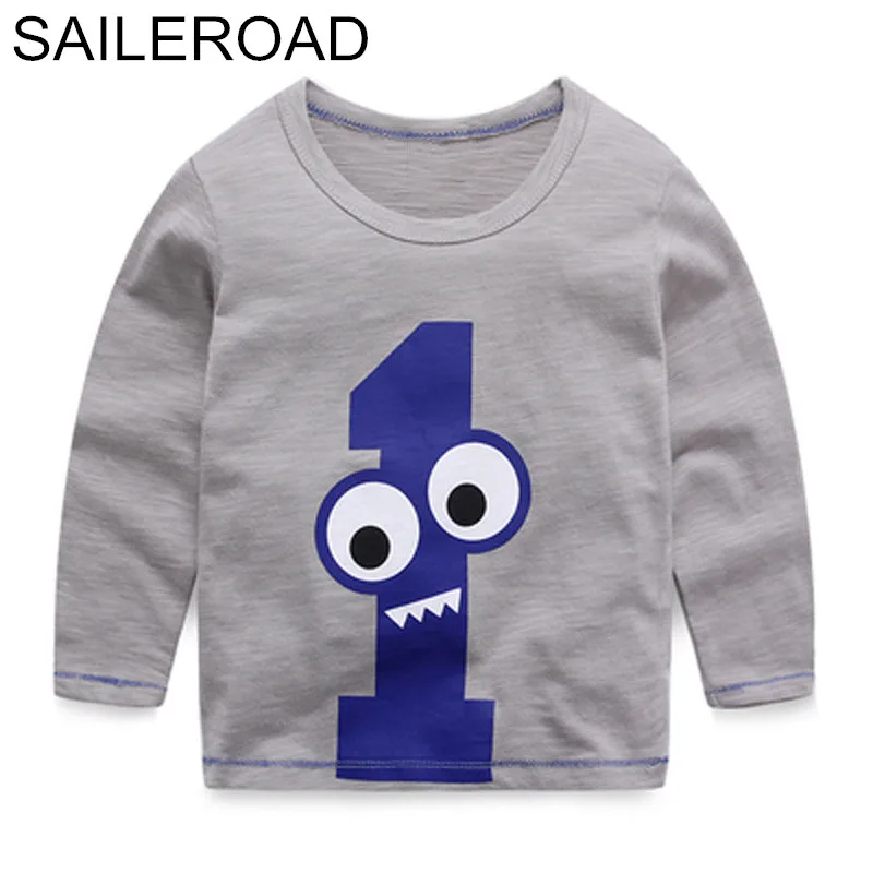 SAILEROAD I AM 1 2 3 4 5 6 Футболка для мальчиков Весна Осень Дети Футболки с длинным