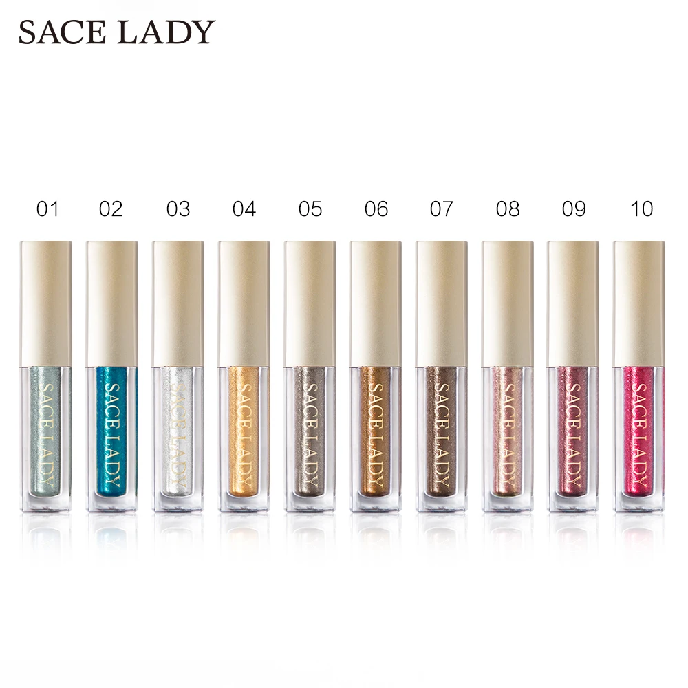SACE LADY 10 видов цветов Жидкий блеск Тени для век водостойкие минеральные блестящие
