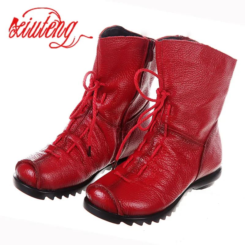 Xiuteng/высокое качество Mujer Chaussure Женские ботинки из натуральной кожи Повседневные