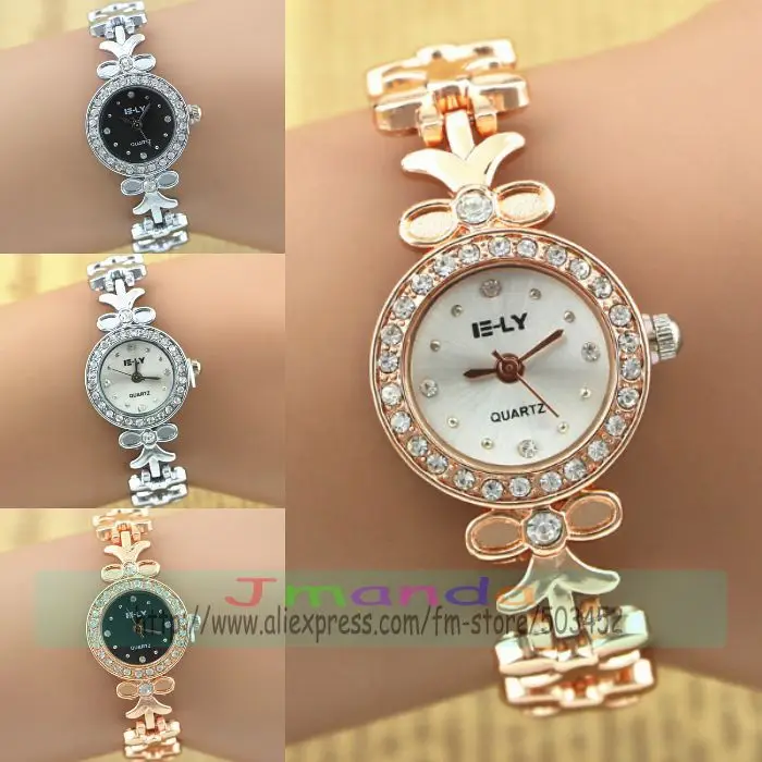 Женские кварцевые наручные часы с ремешком в виде цветка кристаллами | Наручные